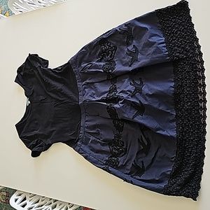 Anthropologie blue and black dress with pockets size large